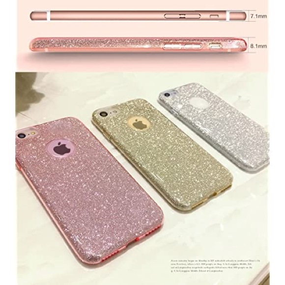 NEW! Sparkly iPhone 7+ 8+ Ultra-Thin Case Pink Bling Super Durable 3-Layer Case - Picture 4 of 7